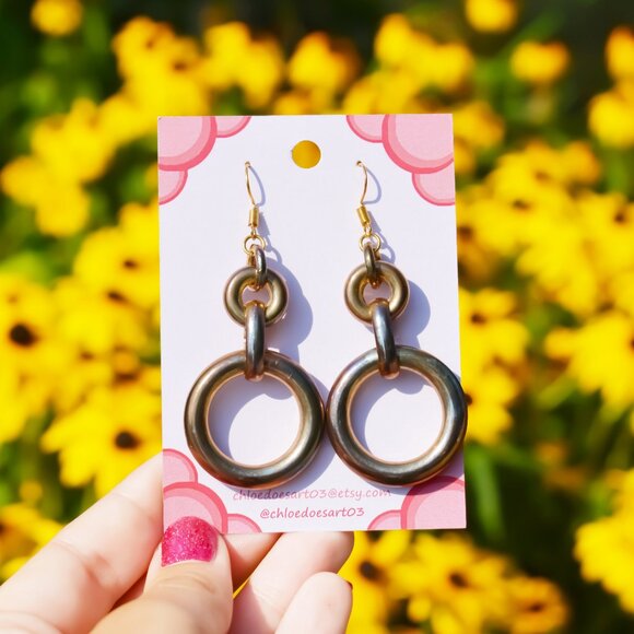 Handmade Bronze Contemporary Loop Earrings - Picture 1 of 7